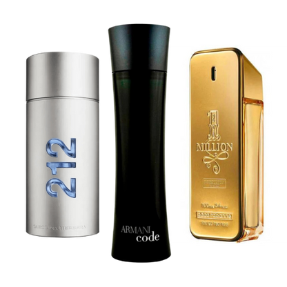 BLACK FRIDAY 3 perfumes: 212 Men NYC, Paco Rabanne One Million, Armani Code Homme (Eau de Parfum)