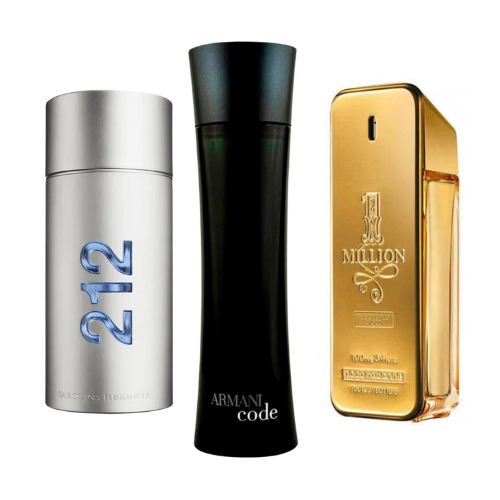 BLACK FRIDAY 3 perfumes: 212 Men NYC, Paco Rabanne One Million, Armani Code Homme (Eau de Parfum)