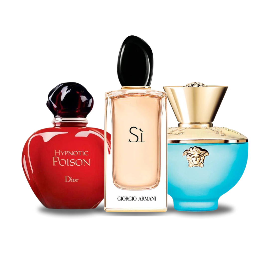 BLACK FRIDAY 3 perfumes: Dior HYPNOTIC POISON, Giorgio Armani SÌ, Versace DYLAN TURQUOISE (Eau de Parfum)