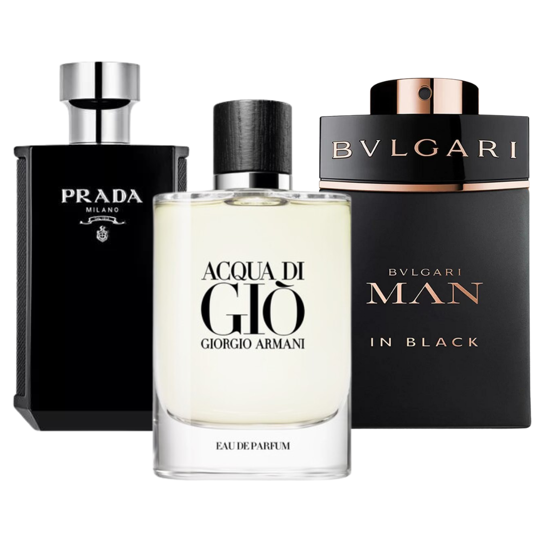 BLACK FRIDAY 3 perfumes: Bvlgari In Black, Giorgio Armani Acqua Di Gio, L'Homme Prada Intense (Eau de Parfum)
