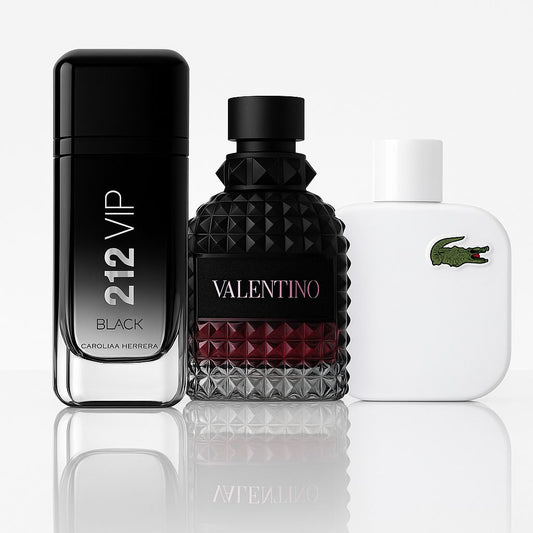 🏆 Trío – Lacoste Blanc, Valentino Born in Roma y 212 VIP Black 🏆 