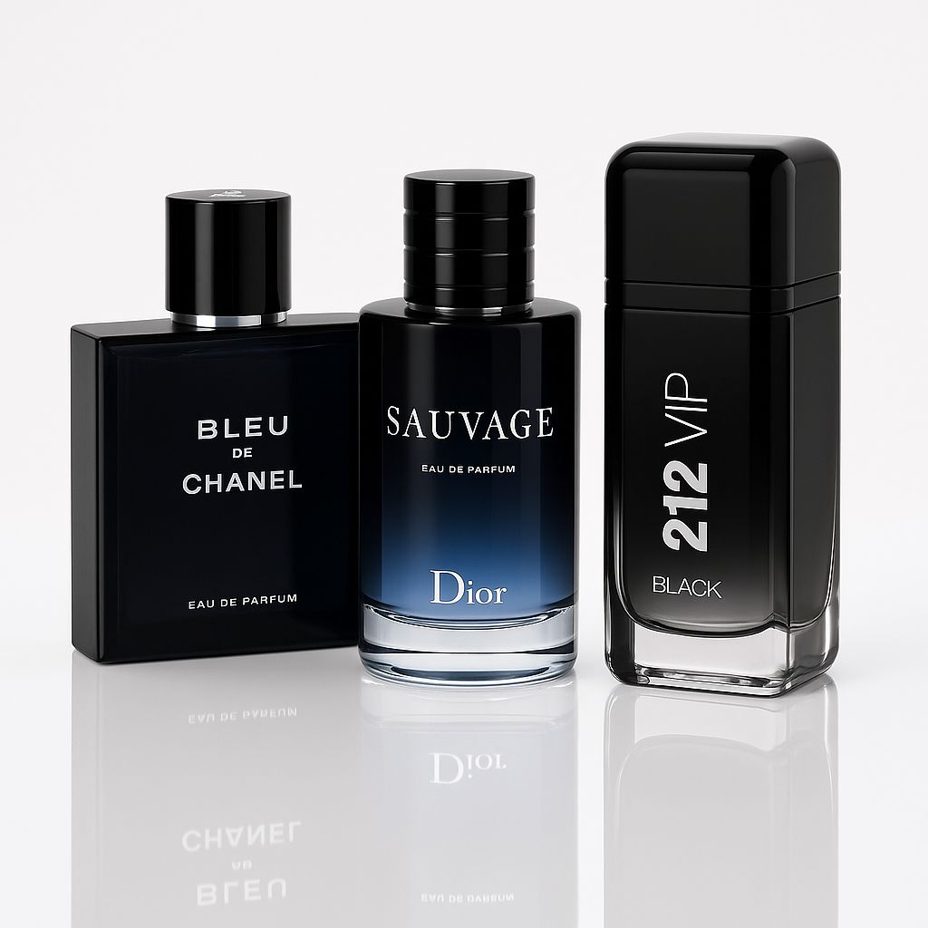 🏆 Trío – 212 VIP Black, Sauvage y Bleu de Chanel 🏆 